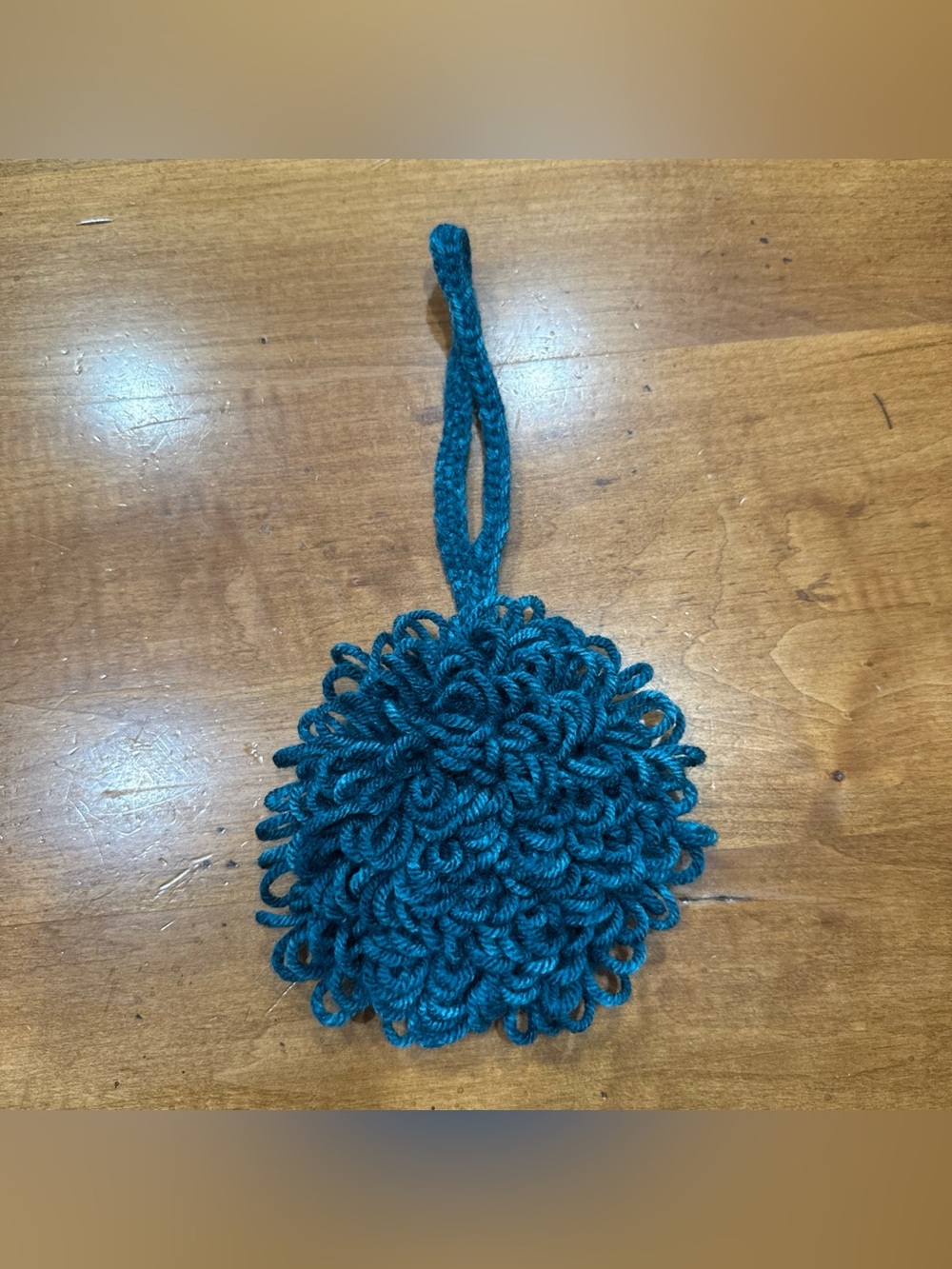 Brand New Hand Crochet Loop Stitching Kitchen Sponge W String For Hanging; Teal